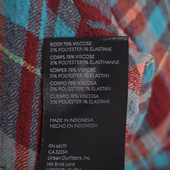 Anthropologie PILCRO Shirt SMALL Plaid Tunic Long Duster Button Down Maxi - Picture 12 of 13